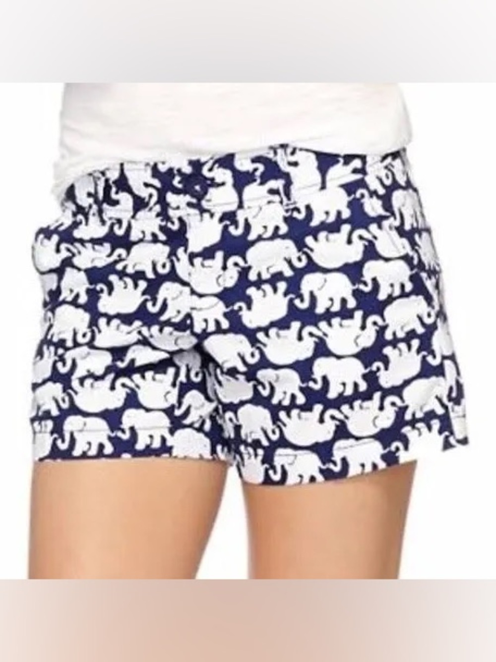 Lilly Pulitzer Navy and White Elephant Print Shorts Callahan Shorts  Size 6